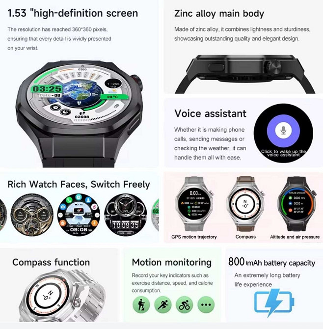 Смартгодинник: DT WATCH5 ULTRA. NFC. GPS. Compass. Barometr. Київ - фото 5