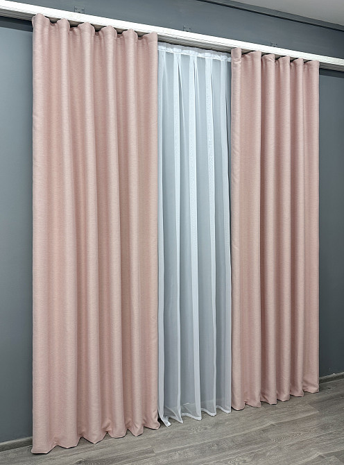 Комплект готовых штор VR-Textil Блэкаут двусторонний Eclipsе № 1793ш Пудровый 100х270 см 2 шт (31-835) Киев - изображение 4
