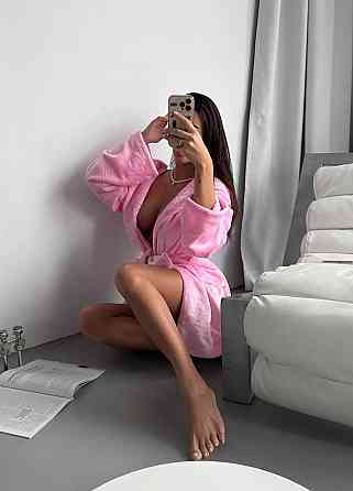 Жіночий теплий короткий халат із поясом із турецької махри Рожевий, 46/48 Одеса