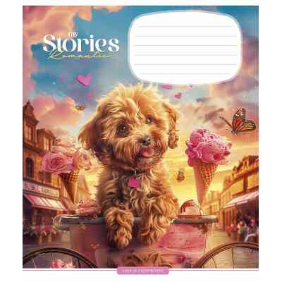 Зошит Школярик Romantic stories 12 аркушів клітинка (012-3464K) Вінниця