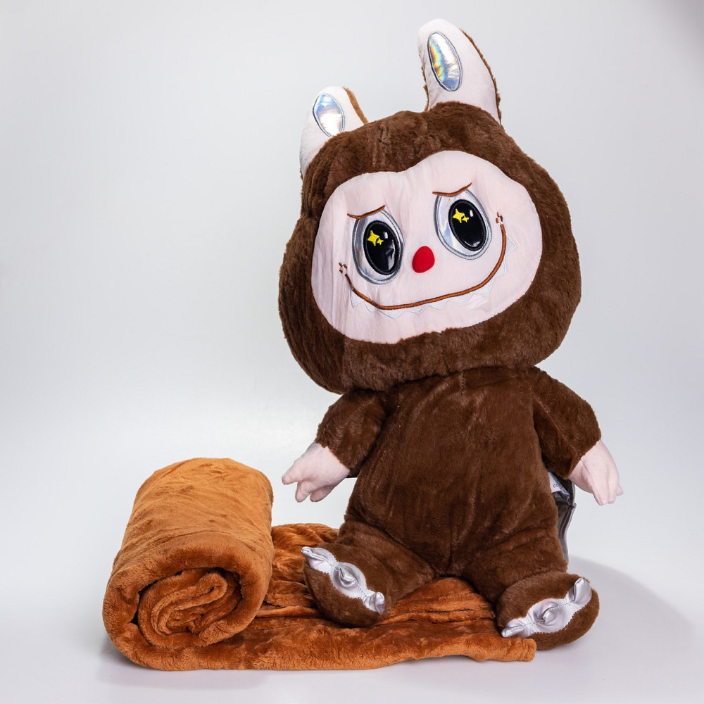 Мягкая игрушка-плед,подушка 3 в 1 Labubu Brown Dragon плед в игрушке детский плед игрушка Лабубу Коричневый 520-29BR Киев - изображение 6