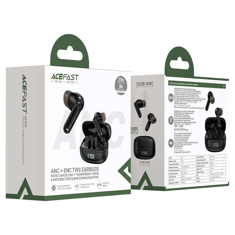 Бездротові навушники TWS ACEFAST W1 ANC+ENC, IPX4, Black Одеса - фото 2