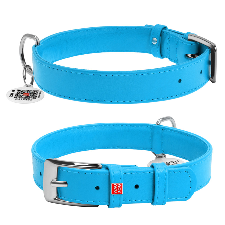 Нашийник для собак шкіряний WAUDOG Glamour з QR паспортом, без прикрас, L, Ш 25 мм, Дов 38-49 с Коломыя - изображение 6