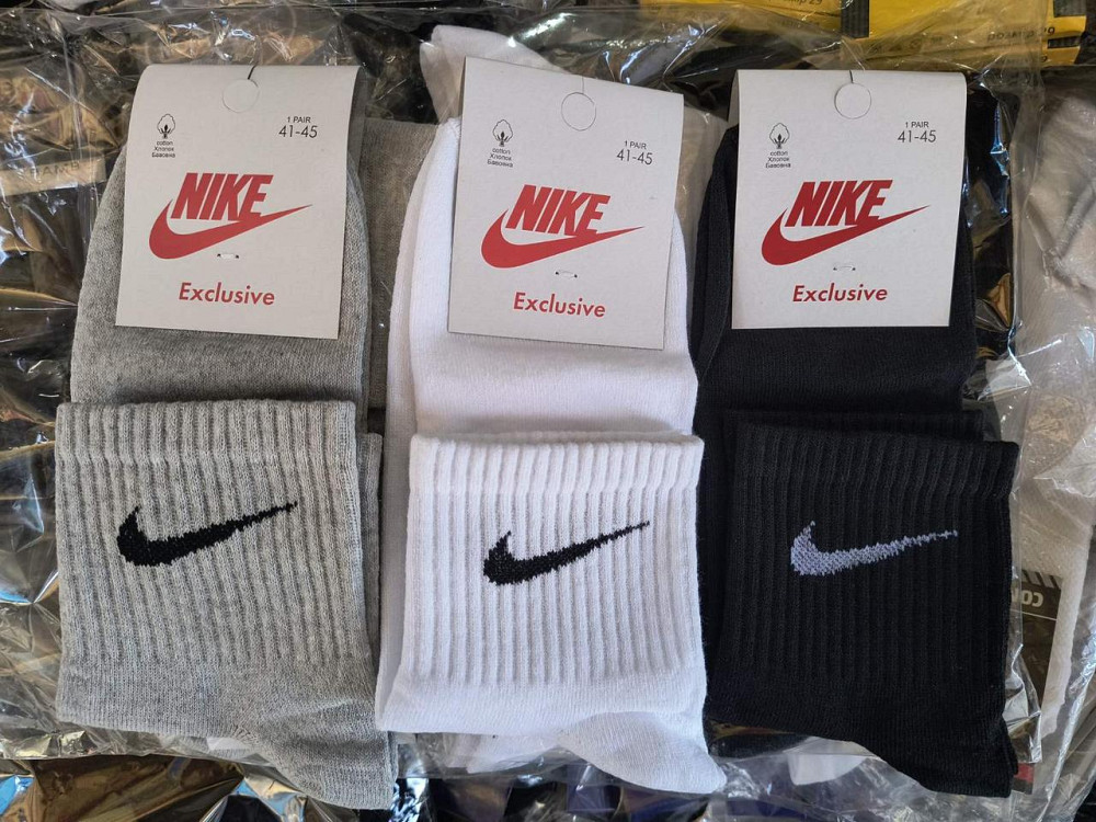 Мужские спортивные носки средние по высоте (12 шт. Бел. Чер. Сер). Nike носки хлопок. Размер 41-45 Киев - изображение 2
