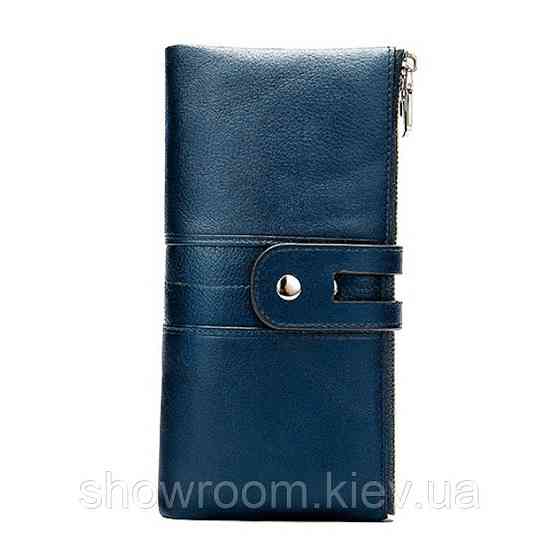 Женский кожаный синий кошелек Leather Collection (8560) Киев