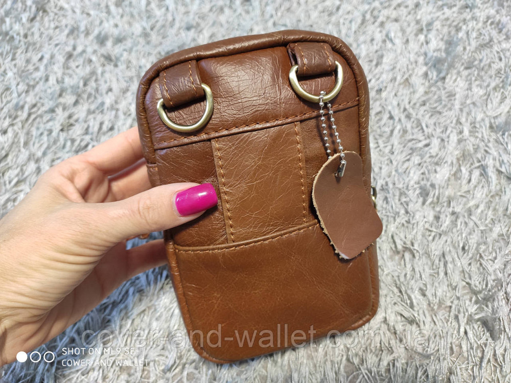 Маленька чоловіча сумка з натуральної шкіри коричневого кольору Vintage 14905 Київ - фото 7