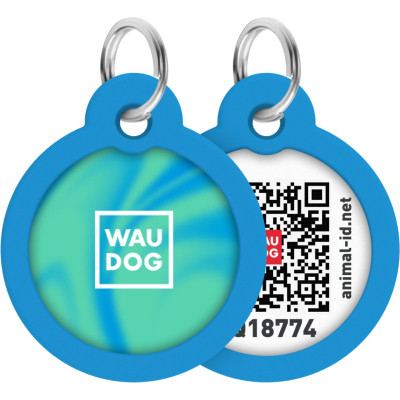 Адресник для животных WAUDOG Smart ID с QR паспортом "Градиент голубой", круг 30 мм (230-4036) Винница - изображение 1
