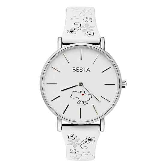 Годинник наручний жіночий Besta Love UA White Flower (2 ремінці) Вінниця