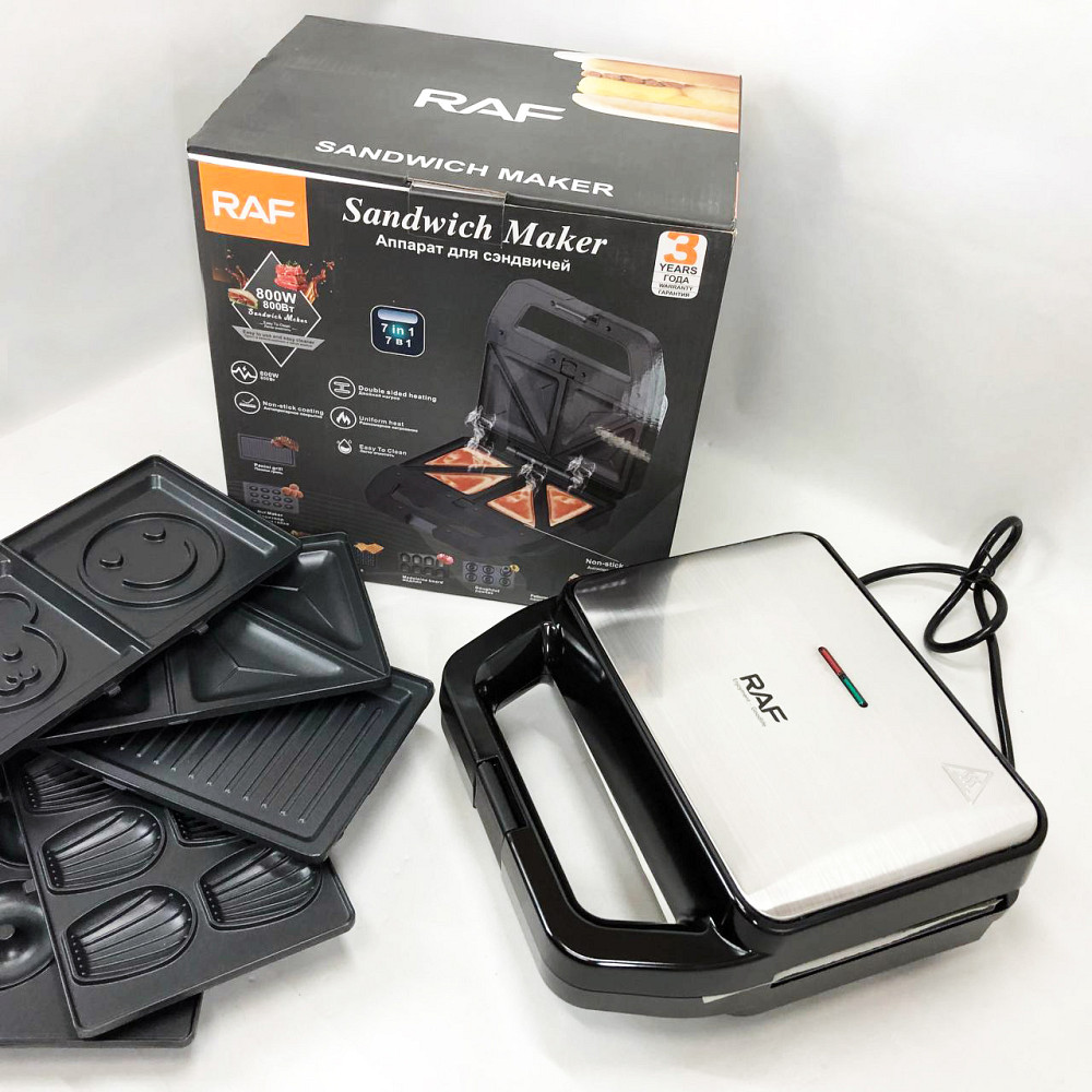 Електрогриль для приготування бургерів вдома RAF R.552 – 7 в 1 800 Вт, Однопостовий контактний гриль ME-87 Львів - фото 6