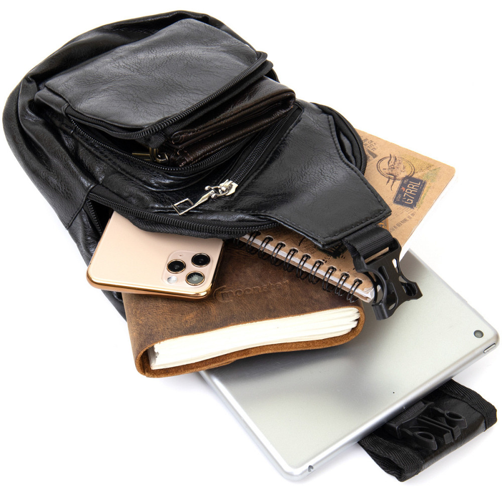 Сумка кросс боди смарт из кожзама Vintage 20571 Черная Киев - изображение 5