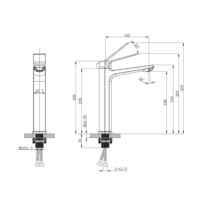 Змішувач для умивальника Mixxus Wilson 001 High з високим виливом Харків - фото 2