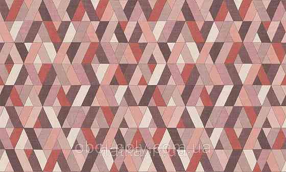 Шпалери метрові вінілові на флізеліні Rasch Clas геометрія фігури смуги коричневі рожеві Київ