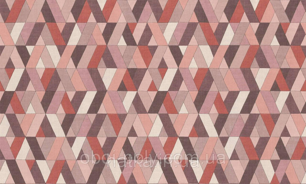 Шпалери метрові вінілові на флізеліні Rasch Clas геометрія фігури смуги коричневі рожеві Київ - фото 2