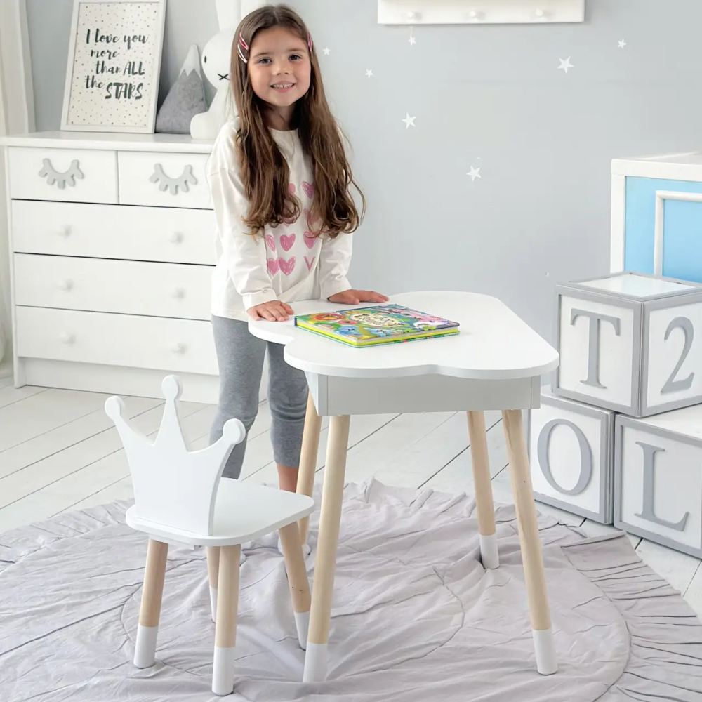 Детский столик Облако с нишей и стульчиком Корона (Белый) Винница - изображение 9