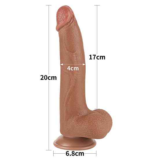 Фалоімітатор з мошонкою 8.5'' Sliding Skin Dual Layer Dong Brown Sex Aura Київ