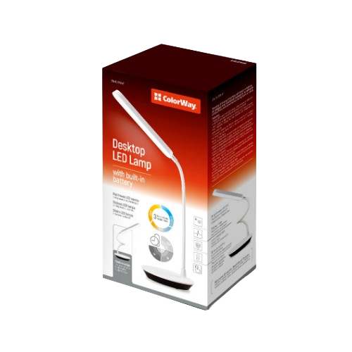 Лампа настільна LED з вбудованим акумулятором білий Portable & Flexible 360 ColorWay Житомир - фото 3