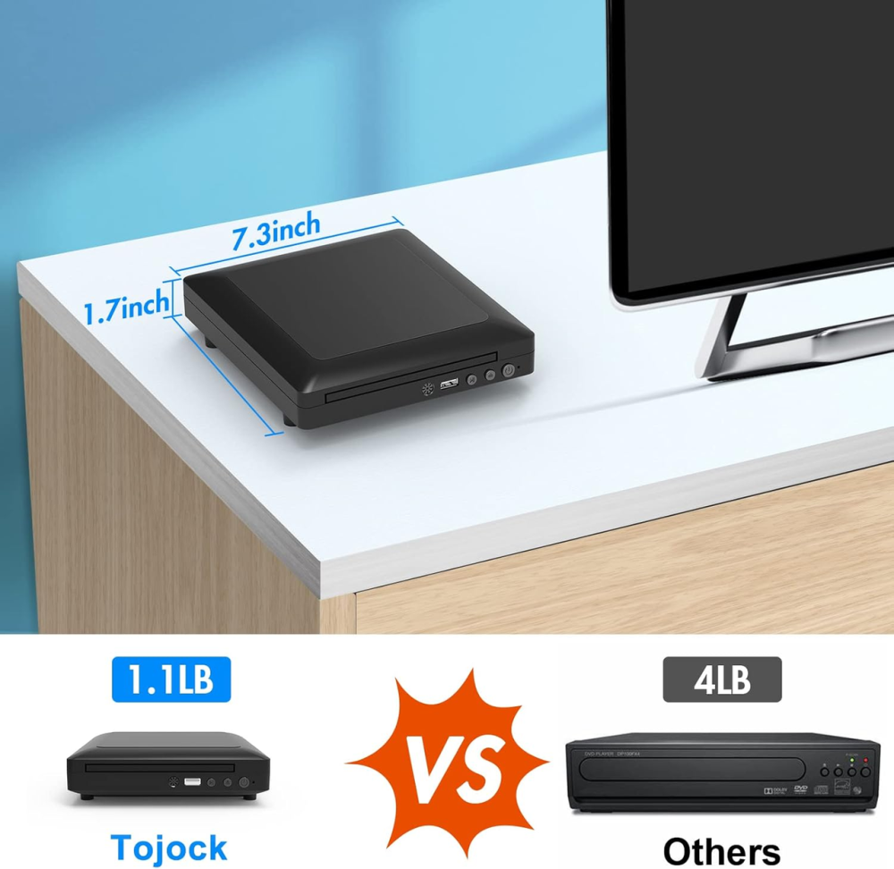 DVD-програвач Toioik Mini HDMI: Full HD 1080p, мультирегіональний (All Region), USB, AV, пульт ДК, компактний, Чорний Київ - фото 7