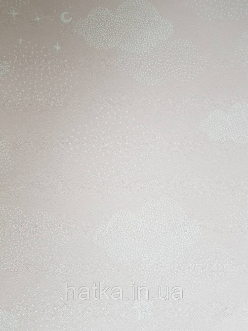 Шпалери флізелінові дитячі Lutece Tartine et Chocolat небо хмари хмари зорі місяць білі на рожевому Київ - фото 1