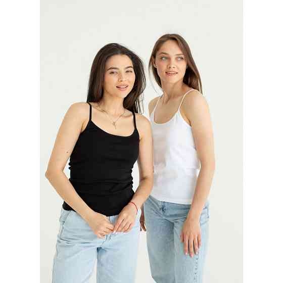 Базова однотонна жіноча майка з бавовни на тонких бретелях Наталюкс 21-2101 M Киев