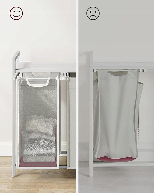 Кошик для білизни Leobert Chariot з трьома відділеннями 3 x 38л білий Киев - изображение 4