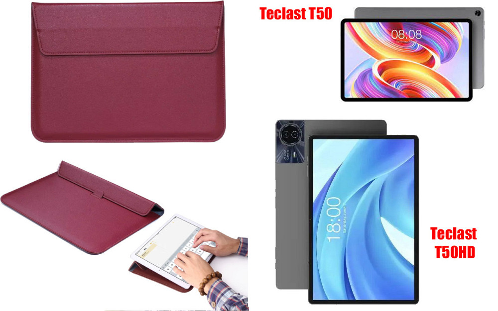 Чехол-конверт VitoCase для Teclast T50, T50HD, с функцией подставки для планшета Бордовый Киев - изображение 1