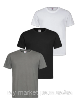 Набір базових футболок 3шт Stedman Classic-T чоловічий чорний/білий/темно-сірий (ST2000-WHI-BLO-RGY) XL Київ - фото 1