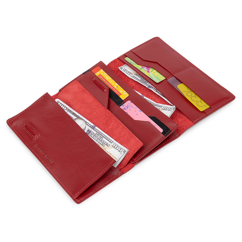 Шикарний жіночий гаманець в три складання GRANDE PELLE 11564 Червоний Київ - фото 7