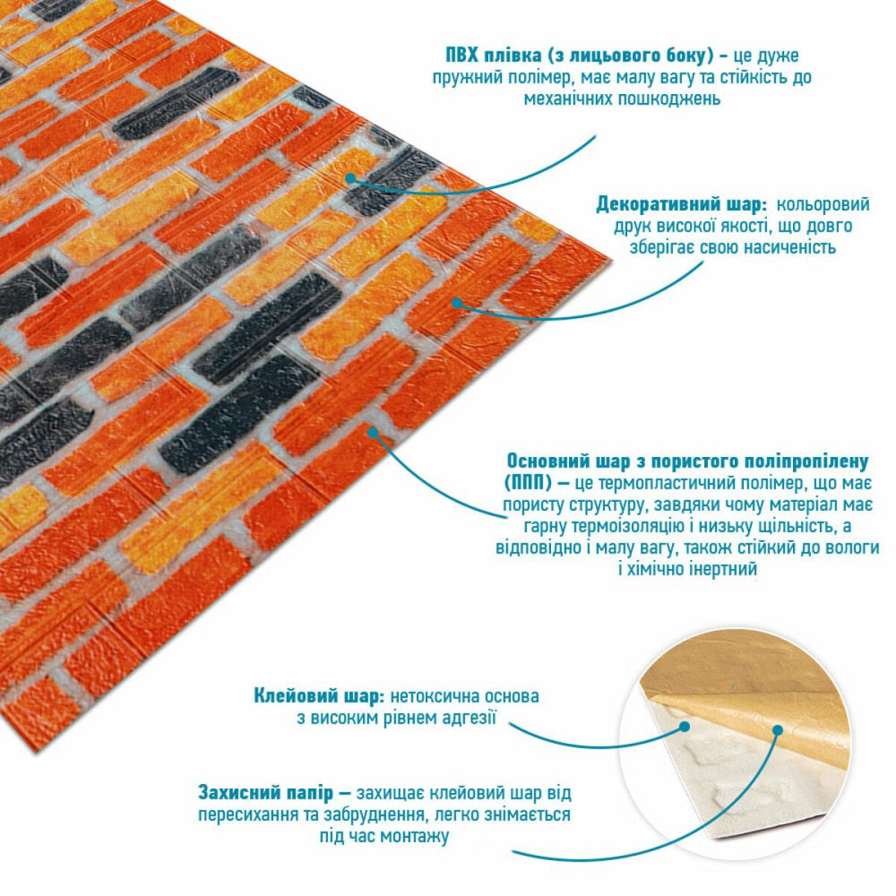 Самоклеющаяся 3D панель под бежево-коричневый кирпич екатеринослав 20000х700х3мм SW-00002570- Днепр - изображение 3