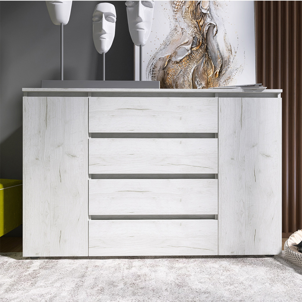 Комод Эверест КЛ-4 Лайт (телескопические) 140х38х93 см Дуб Крафт белый (DTM-071077) Львов - изображение 2