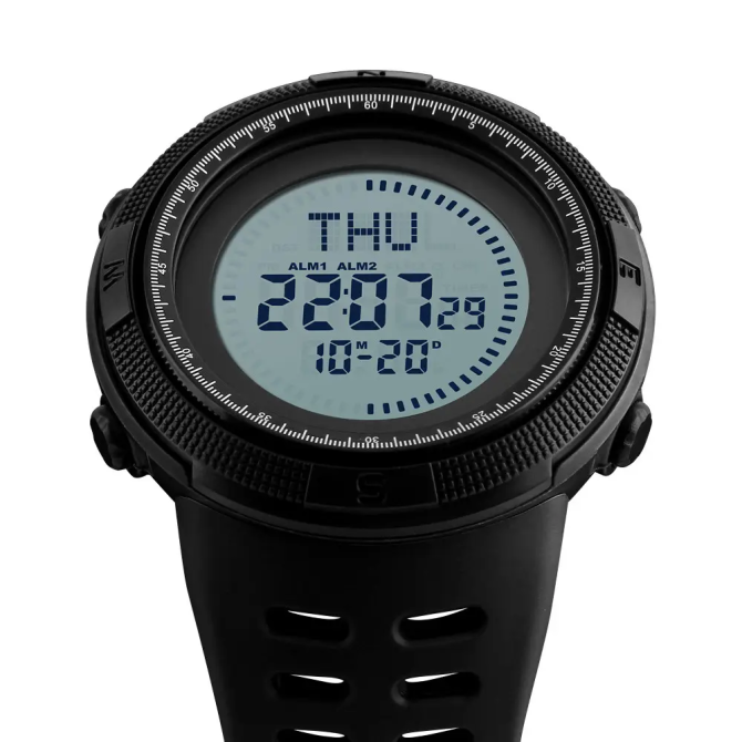 Часы мужские спортивные с компасом Skmei 1254 Compass (Черный) Винница - изображение 7