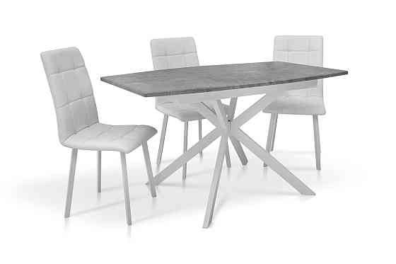 Стіл Річард 140(+40)*85 білий метал/мрамор світл Киев