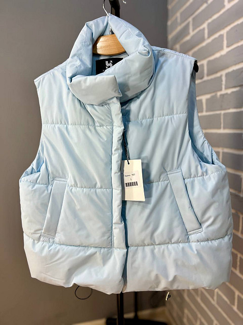 Жилет жіночий HAIZIYUAN 9021 комір стійка без капюшона середня довжина блакитний, блакитний, M Київ - фото 10