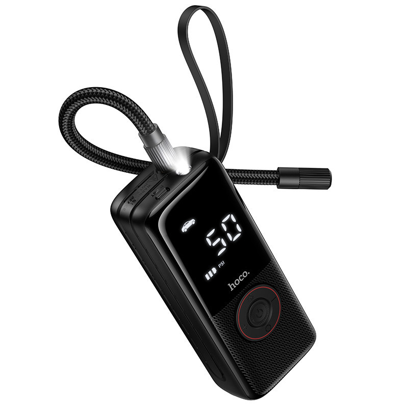 Автомобільний насос HOCO ZP18 Enlighten portable smart air pump Black Одеса - фото 3