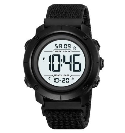 Мужские наручные часы Skmei 2497 с нейлоновым ремешком (Черный с белым) Киев