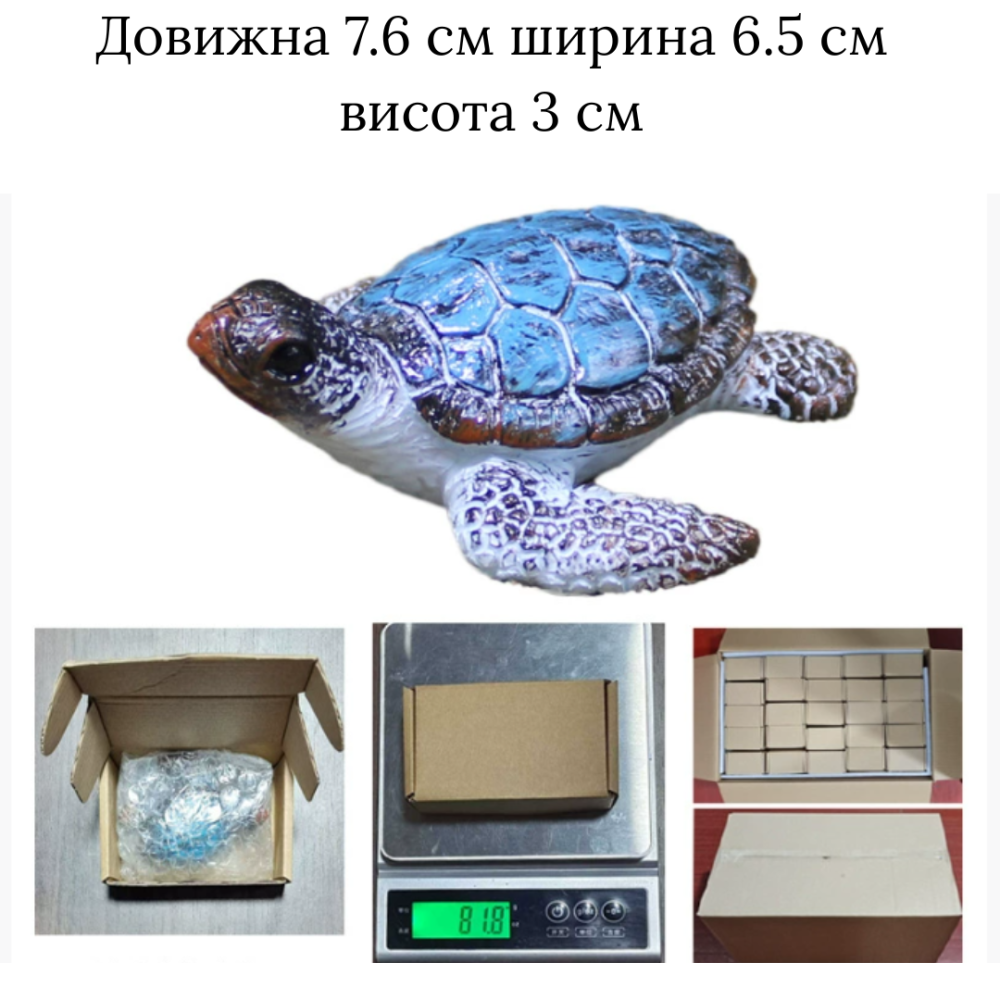 Фигурка Черепаха 7.6 х 6.5 из полистоуна Для мини-сада, сада и флорариума Голубой Одесса - изображение 6