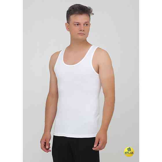 Комплект мужских маек 4 штуки (Черный, Серый, Белый, Синий) 100% хлопок Наталюкс 21-1103 M Киев