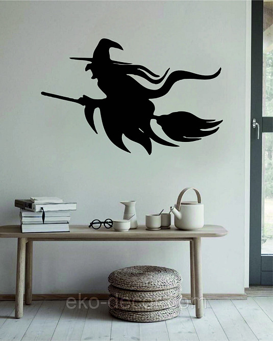 Декоративное настенное Панно «Ведьма на метле с котом», Декор на стену Киев - изображение 2