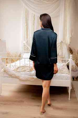 Женская ночная рубашка удлиненная шелковая Изумрудный S Харьков