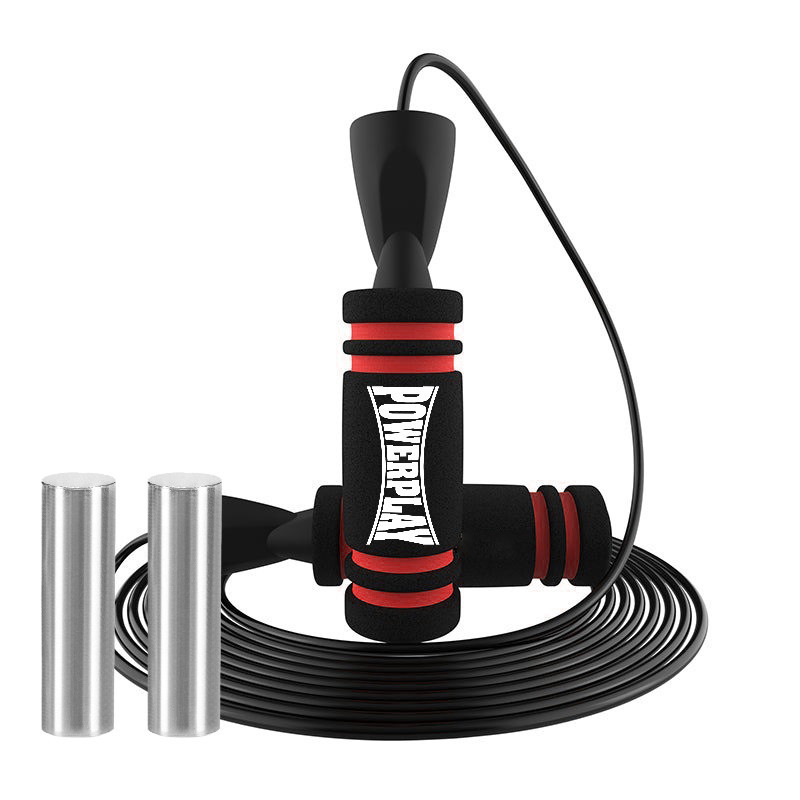 Скакалка швидкісна PowerPlay 4212 X ROPE з обтяжувачами Чорно/Червона (120г*2) 3м. Київ - фото 1