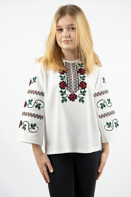 Вишиванка для дівчаток, лляна біла топ Київ - фото 1