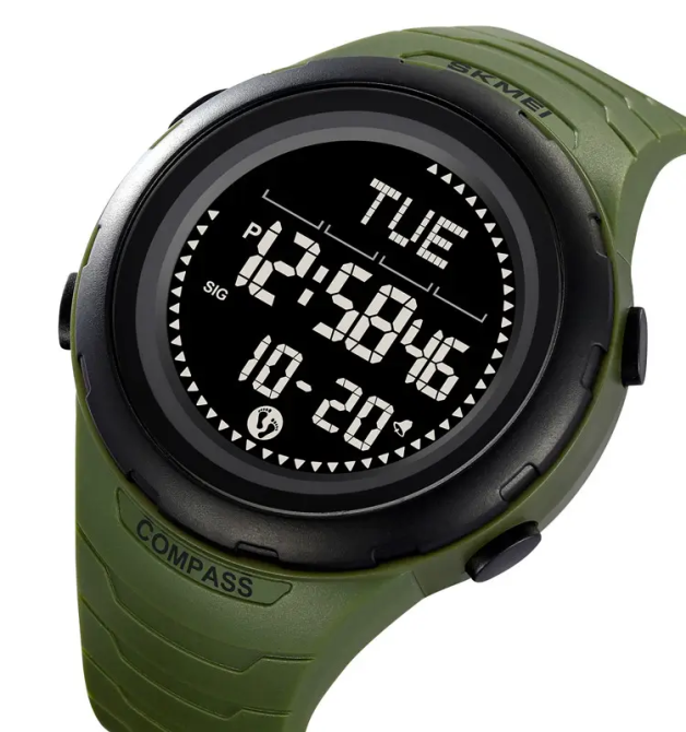 Годинник чоловічий наручний спортивний Skmei 2166 Compass з компасом і крокоміром (Зелений з чорним) Вінниця - фото 2
