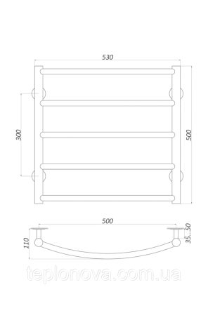 Полотенцесушитель Черный Нержавейка UNIO 500x530-5 Лесенка Дуга Елит Черная Черновцы