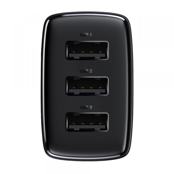 Зарядний пристрій 3xUSB 17W (USB-A) чорний Baseus (CCXJ020101) Київ - фото 3