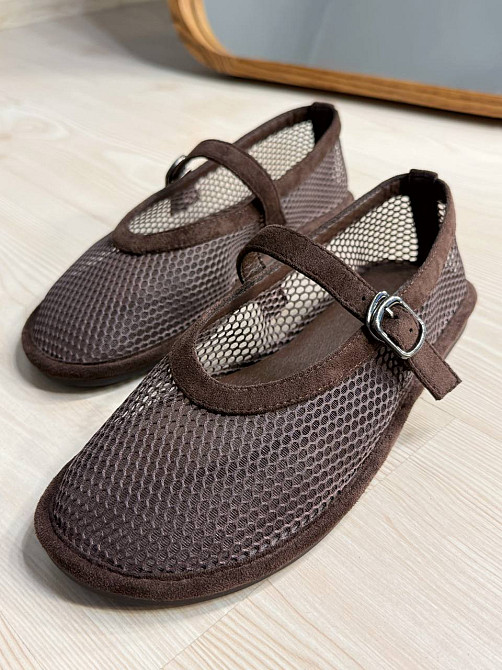 Балетки жіночі Meideli W5231-8 Mary Jane сітка з ремінцем коричневі, 40, 25,5 см Київ - фото 5