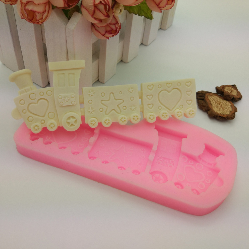 Молд силиконовый Паровоз 138 на 60 мм розовый Киев - изображение 5