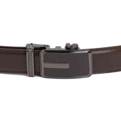 Ремень Vintage Мужской тонкий c пряжкой автомат Коричневый (20308) Винница