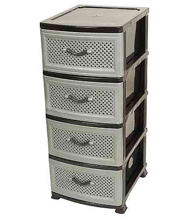 Комод пластиковий Efe Plastics 4 ящики 90х46х38, сітка, чорно-сірий* Одеса