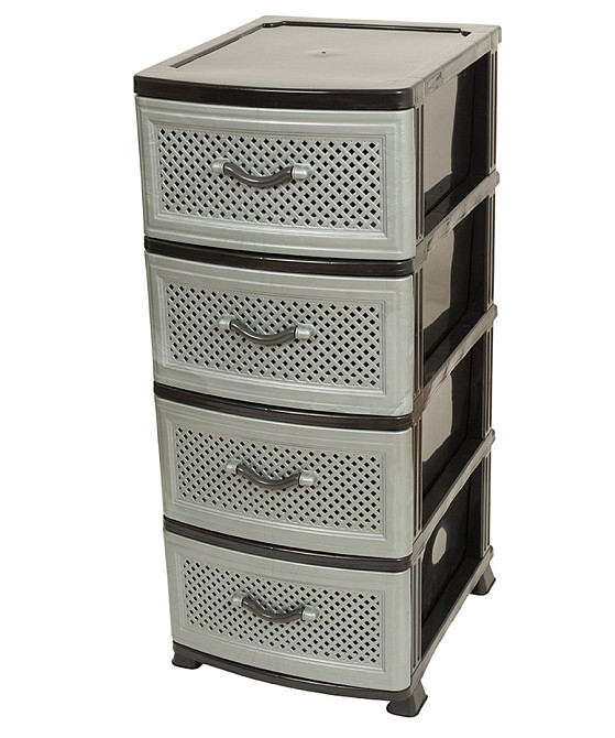 Комод пластиковий Efe Plastics 4 ящики 90х46х38, сітка, чорно-сірий* Одеса - фото 2