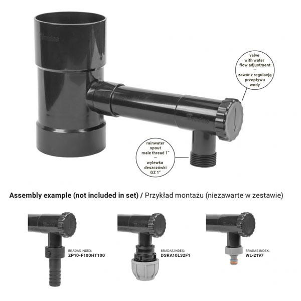 Водосборник дождевой воды с краном ⌀100мм графит Bradas, Польша Киев - изображение 2