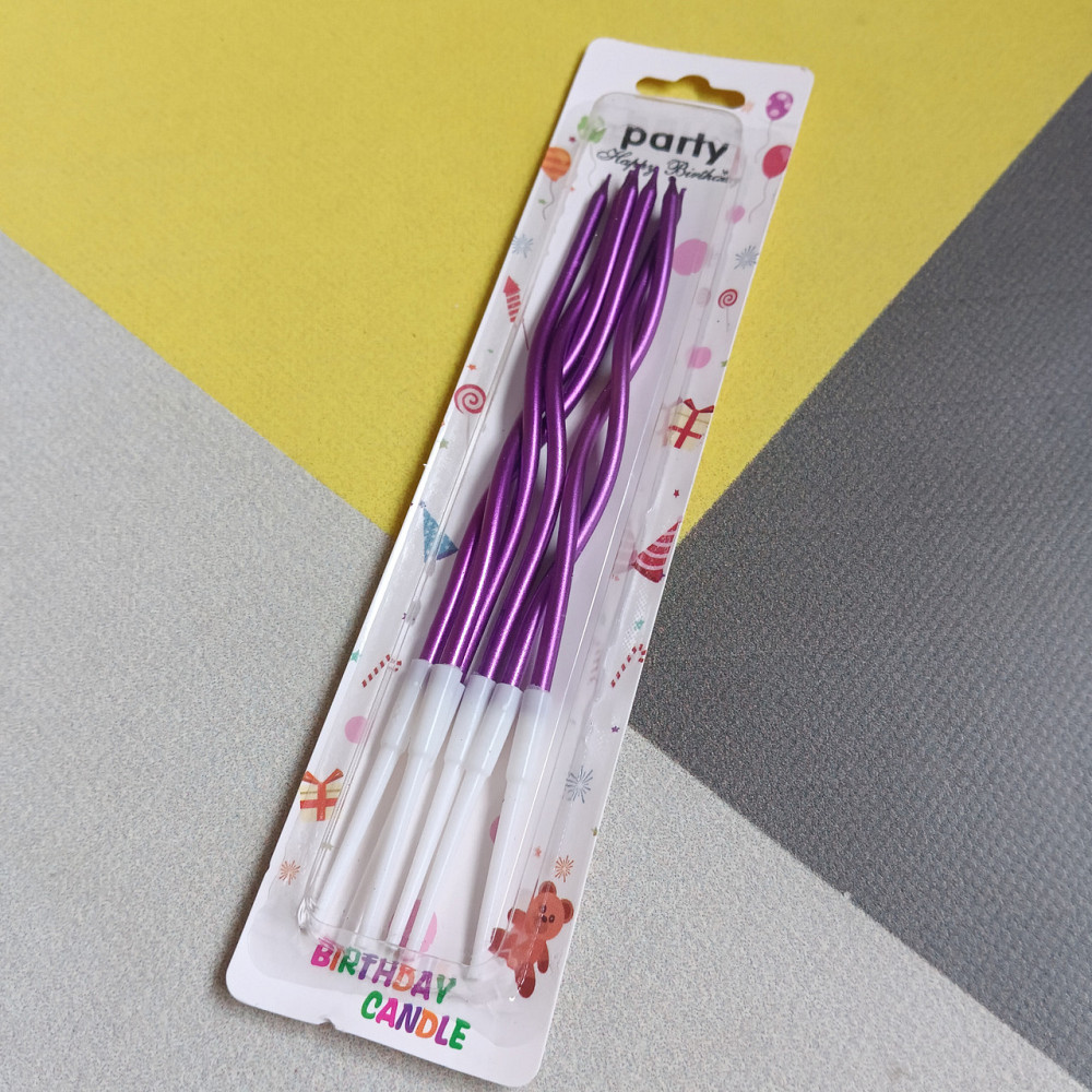 Свічки для торта "хвилясті" 6 шт. малинові Київ - фото 1